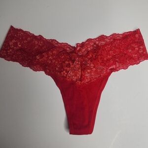 NEW Victoria Secret Lace Red Thong Panty XS